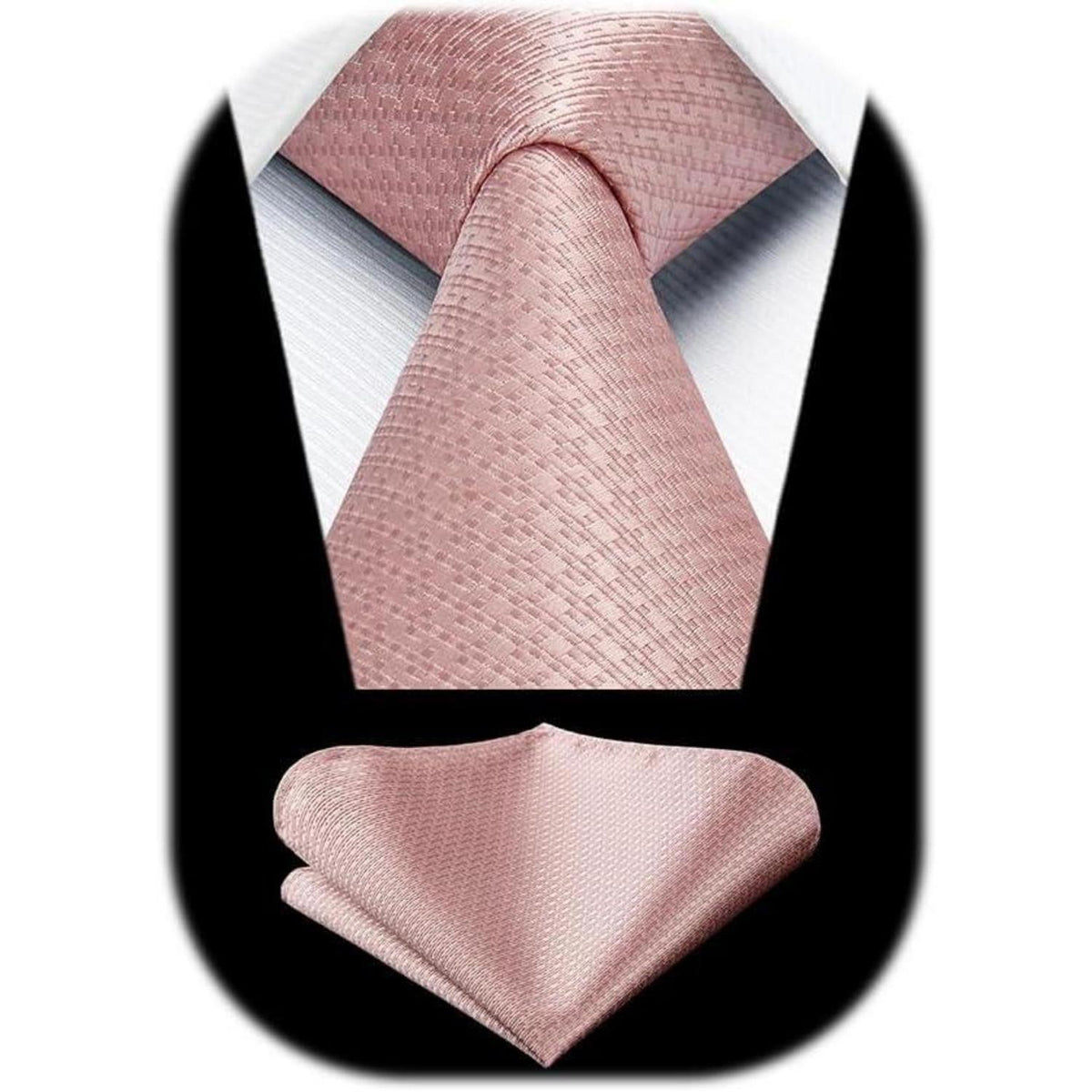 Krawatten-Set Herren Unifarben mit Einstecktuch Rosa
