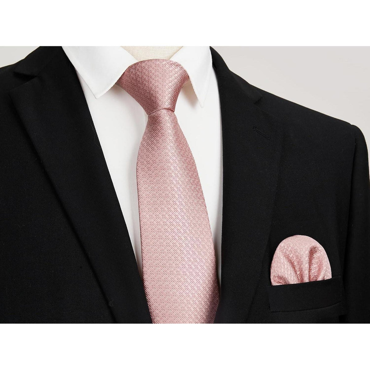 Krawatten-Set Herren Unifarben mit Einstecktuch Rosa