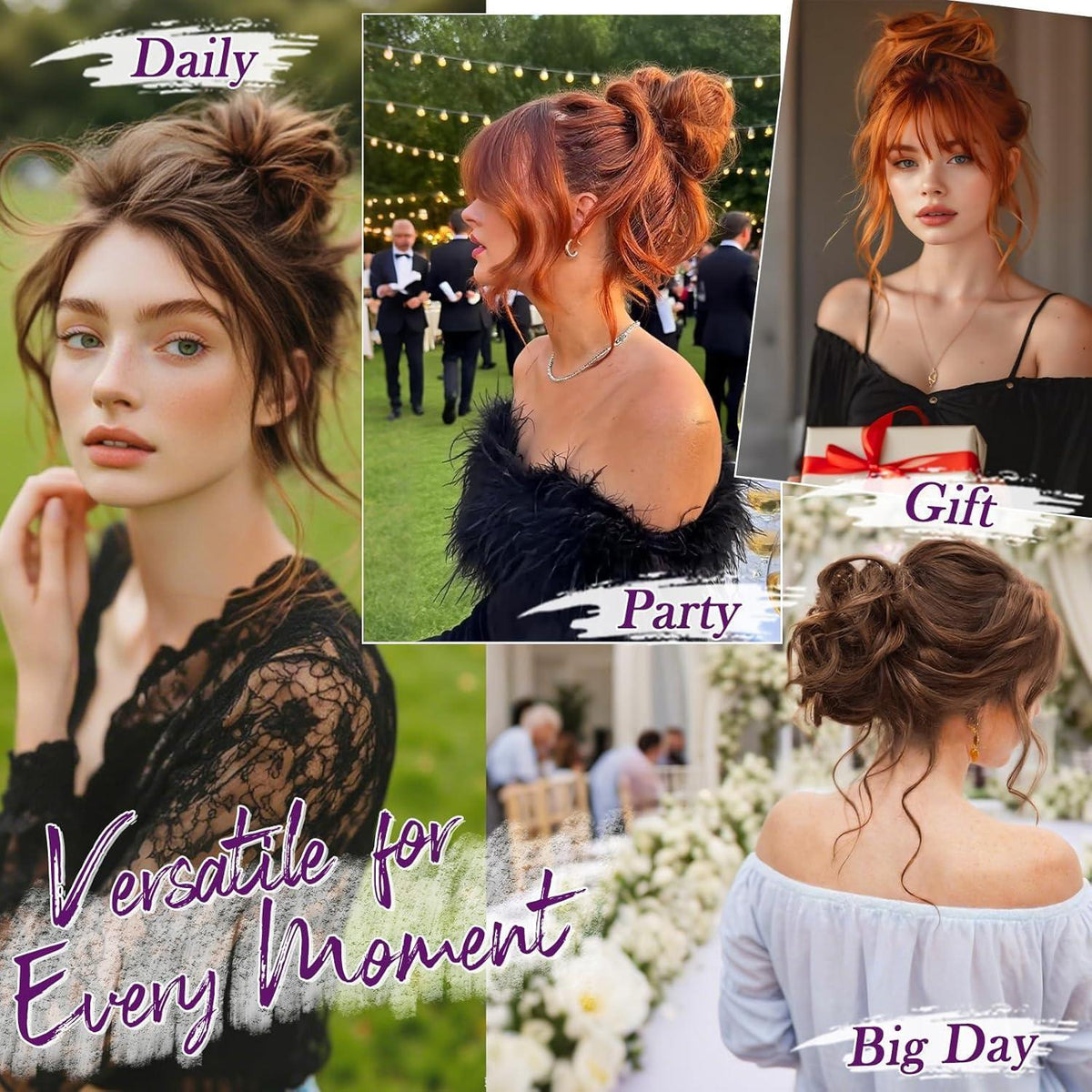 2x Messy Bun Haarteil – Auburn Dutt Extensions für Damen