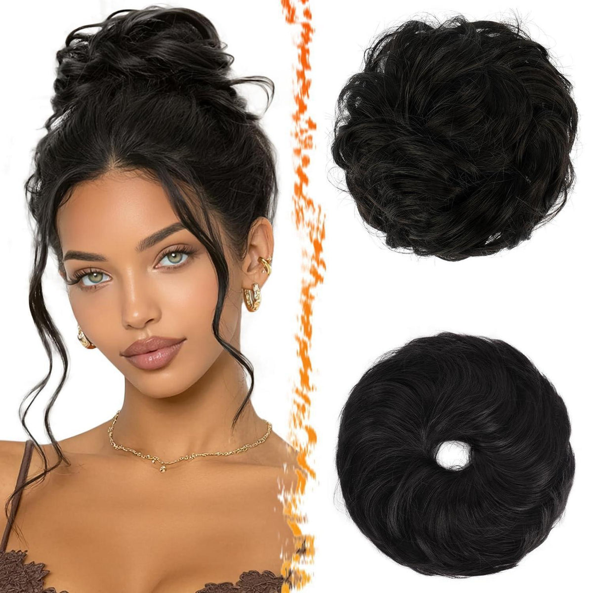 2x Messy Bun Haarteil – Natürlicher Dutt für Volumen & Style