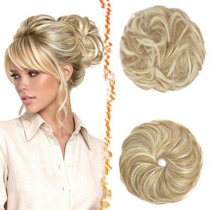 2x Messy Bun Haarteil – Helles Aschblond & Blond