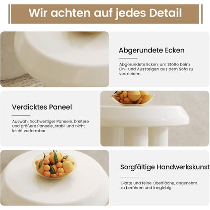Moderner Beistelltisch rund – Weißer Couchtisch mit 3 Beinen