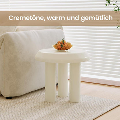 Moderner Beistelltisch rund – Weißer Couchtisch mit 3 Beinen