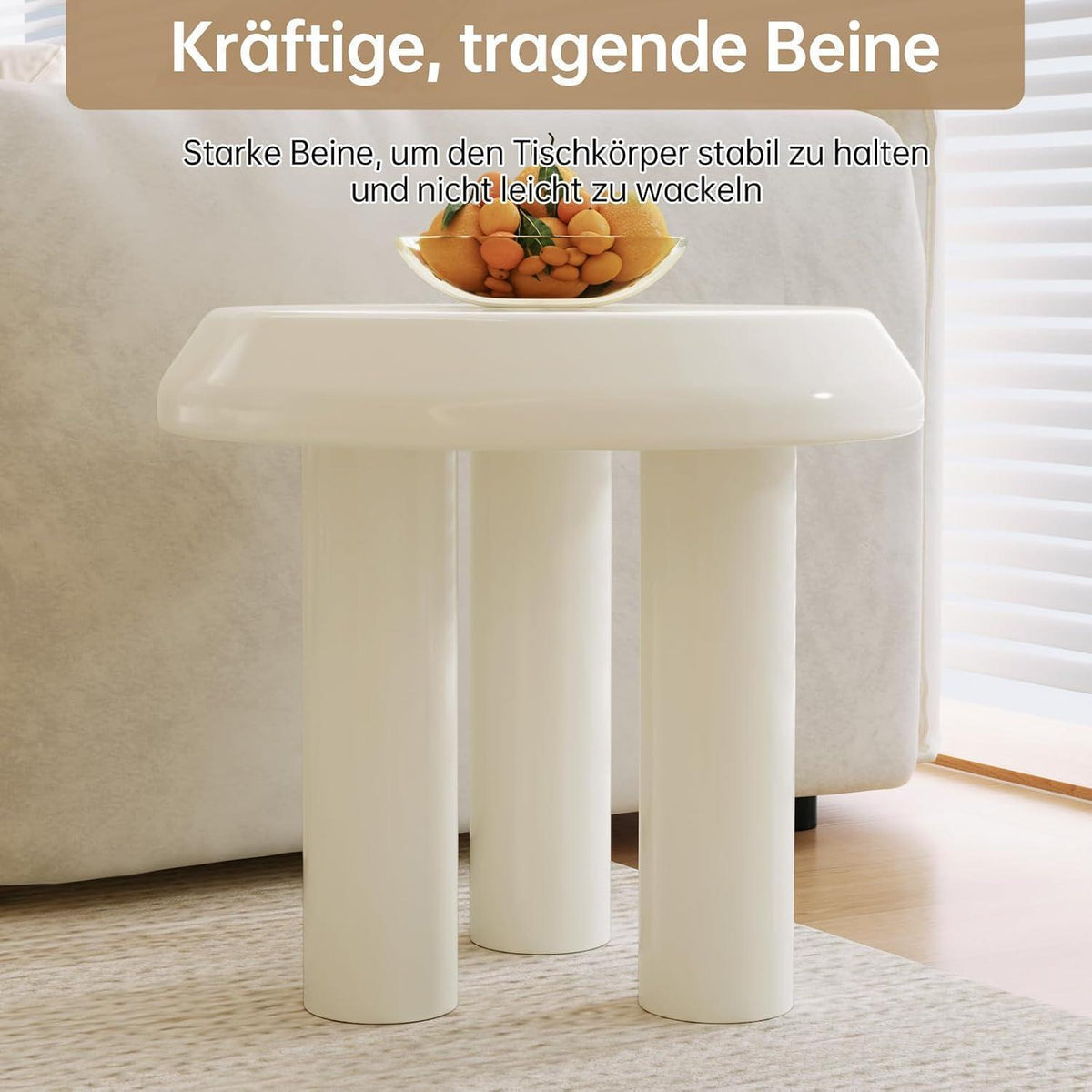Moderner Beistelltisch rund – Weißer Couchtisch mit 3 Beinen