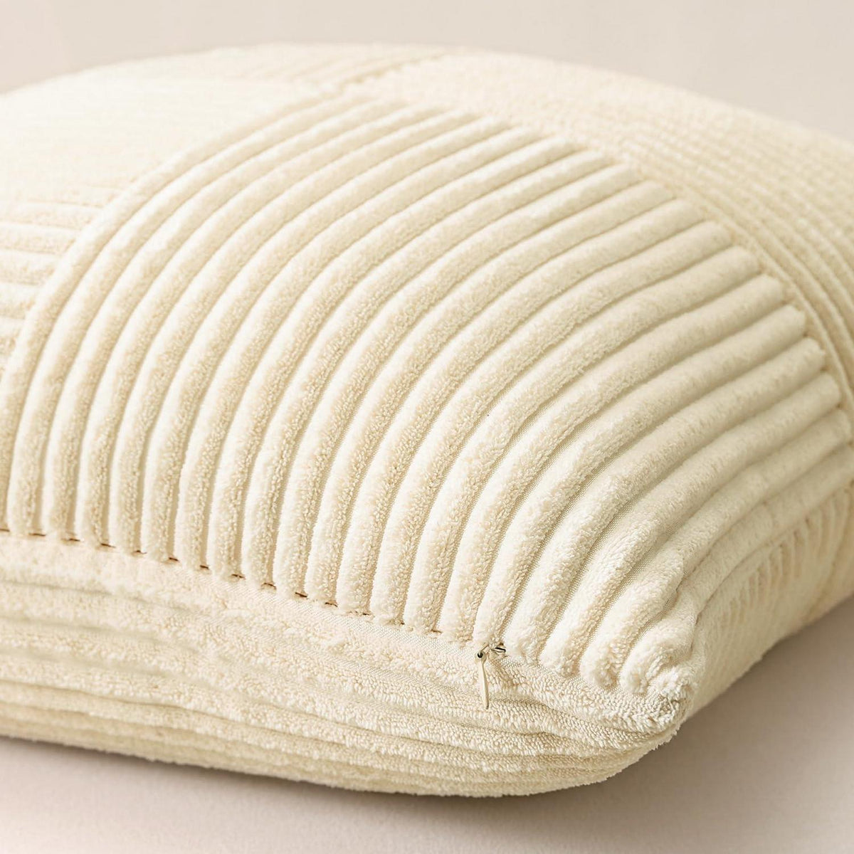 Cord Kissenbezüge 4er Set, Kreuz Streifen, 40x40 cm Braun Creme Weiß