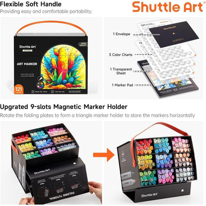 120er Alkohol Marker Set mit Pinsel- & Feinspitze