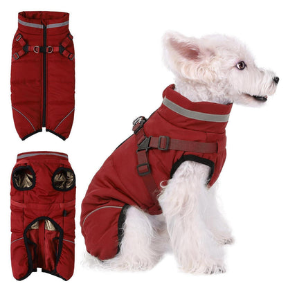 Winterhundejacke 2in1 Winddicht & Wasserdicht mit Geschirr