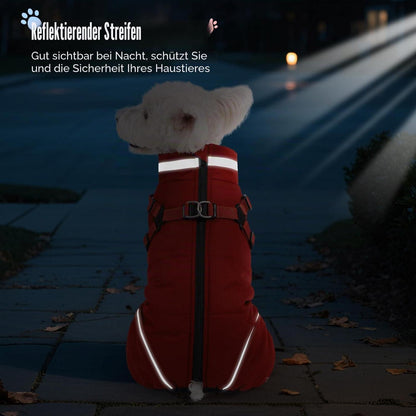 Winterhundejacke 2in1 Winddicht & Wasserdicht mit Geschirr