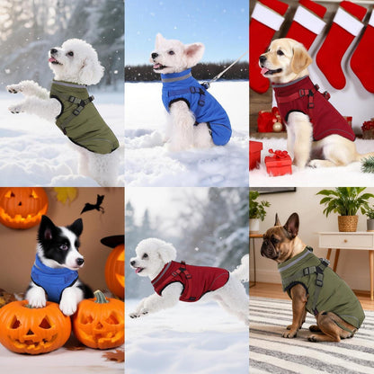 Winterhundejacke 2in1 Winddicht & Wasserdicht mit Geschirr