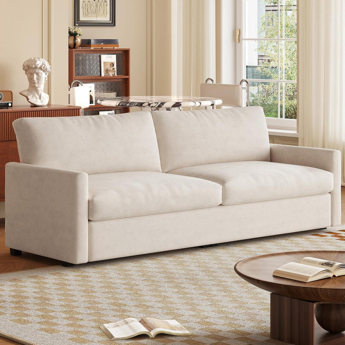 3-Sitzer Stoffsofa 190 cm – Modernes Wohnzimmer Sofa Beige