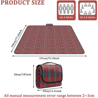 Wasserdichte Picknickdecke 200x200cm – Rot Streifen
