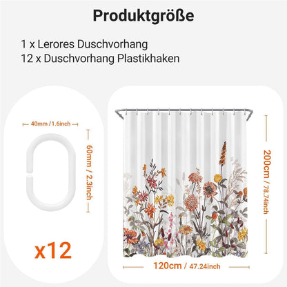 Duschvorhang Mischblumen 120x200cm | Wasserabweisend & Waschbar