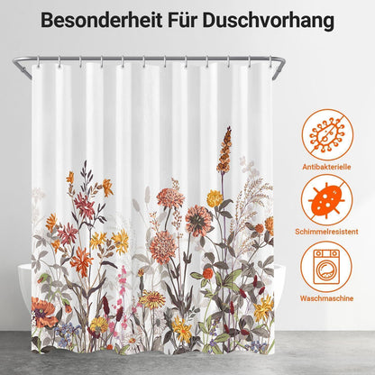 Duschvorhang Mischblumen 120x200cm | Wasserabweisend & Waschbar