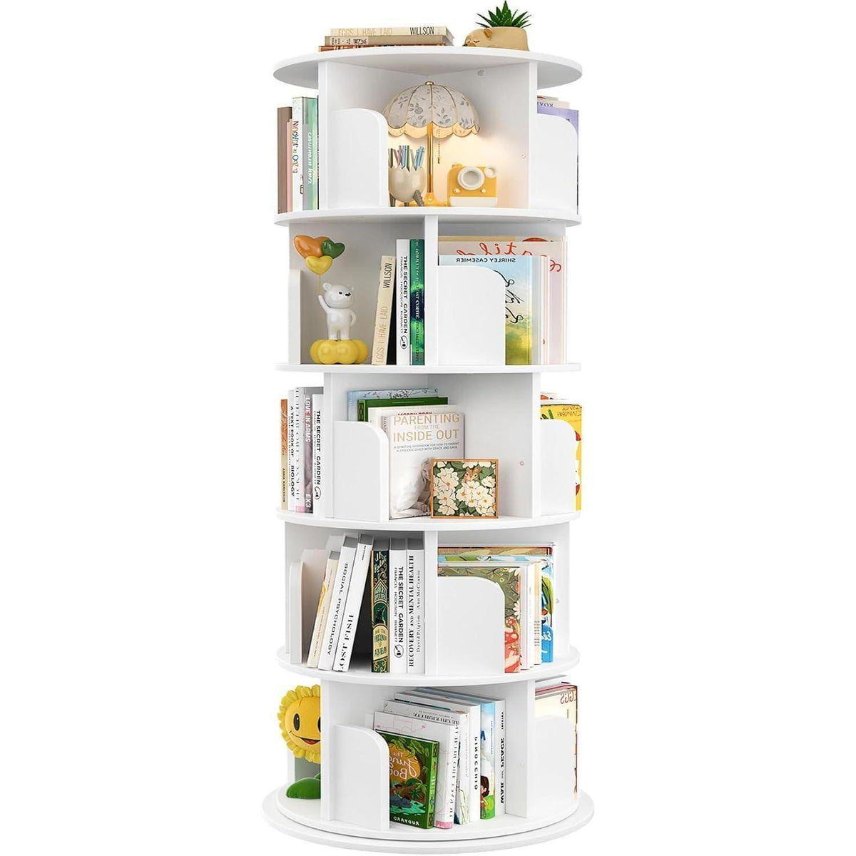 Drehbares Bücherregal 5-stöckig | Eckregal für kleine Räume