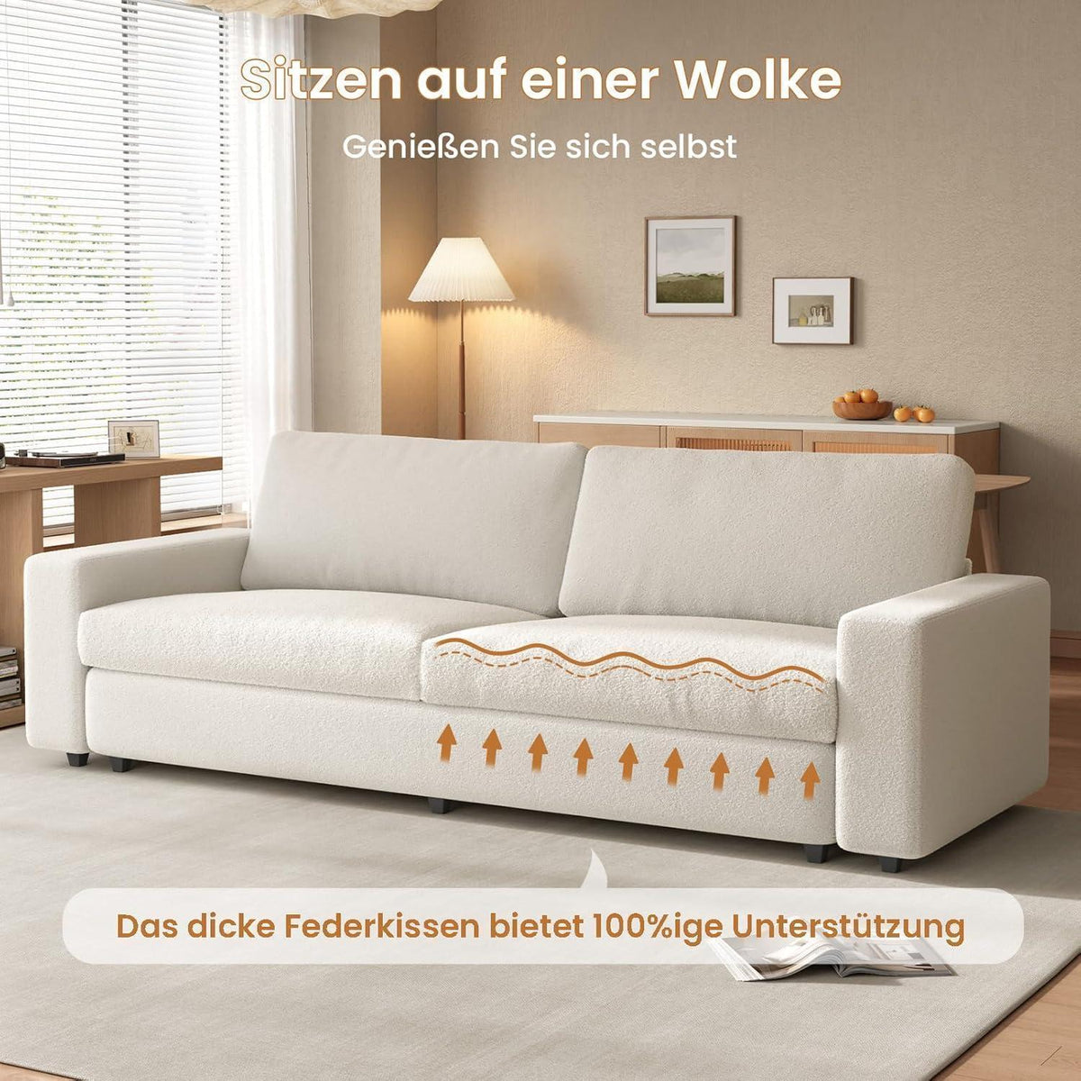 Gemütliches 3-Sitzer Stoffsofa – 212 cm, modernes Wohnzimmer Möbel