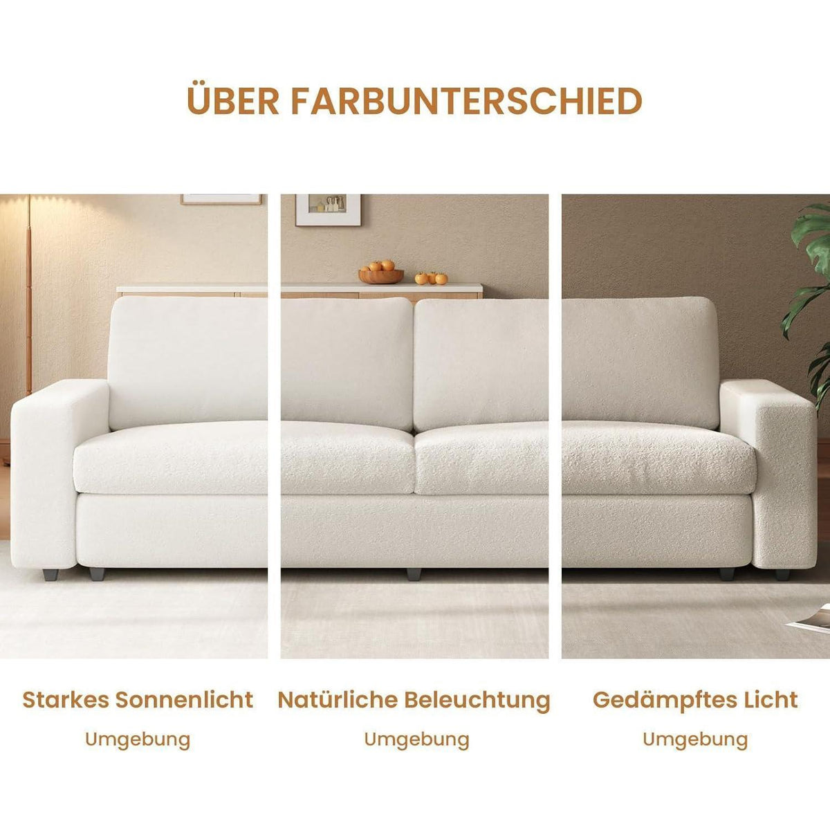 Gemütliches 3-Sitzer Stoffsofa – 212 cm, modernes Wohnzimmer Möbel