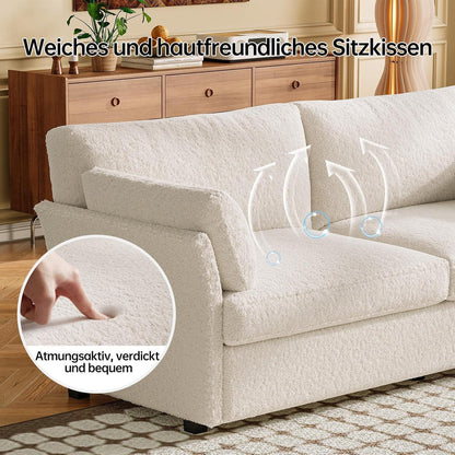 3-Sitzer Stoffsofa Beige – Bequemes Polstersofa für Wohnzimmer