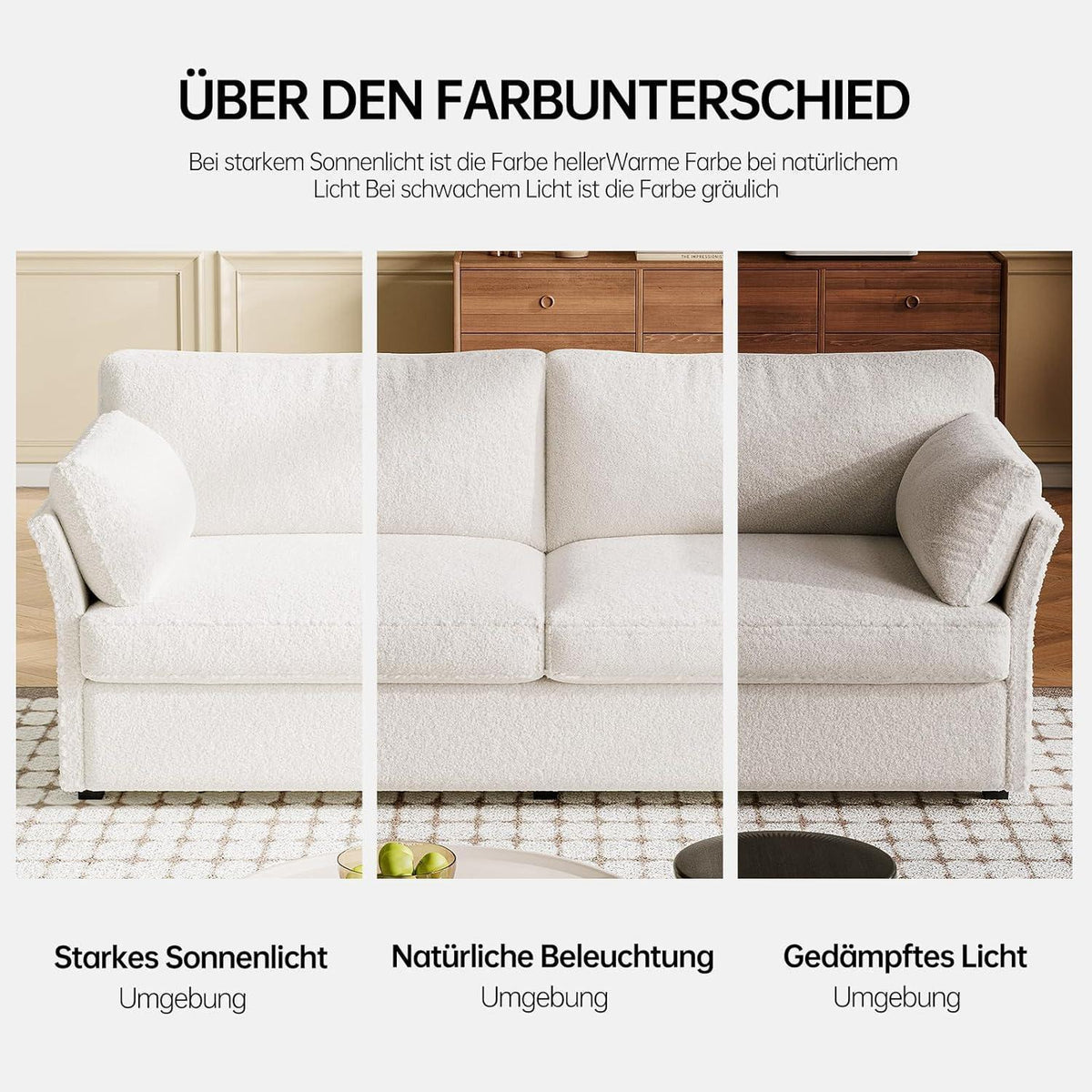 3-Sitzer Stoffsofa Beige – Bequemes Polstersofa für Wohnzimmer
