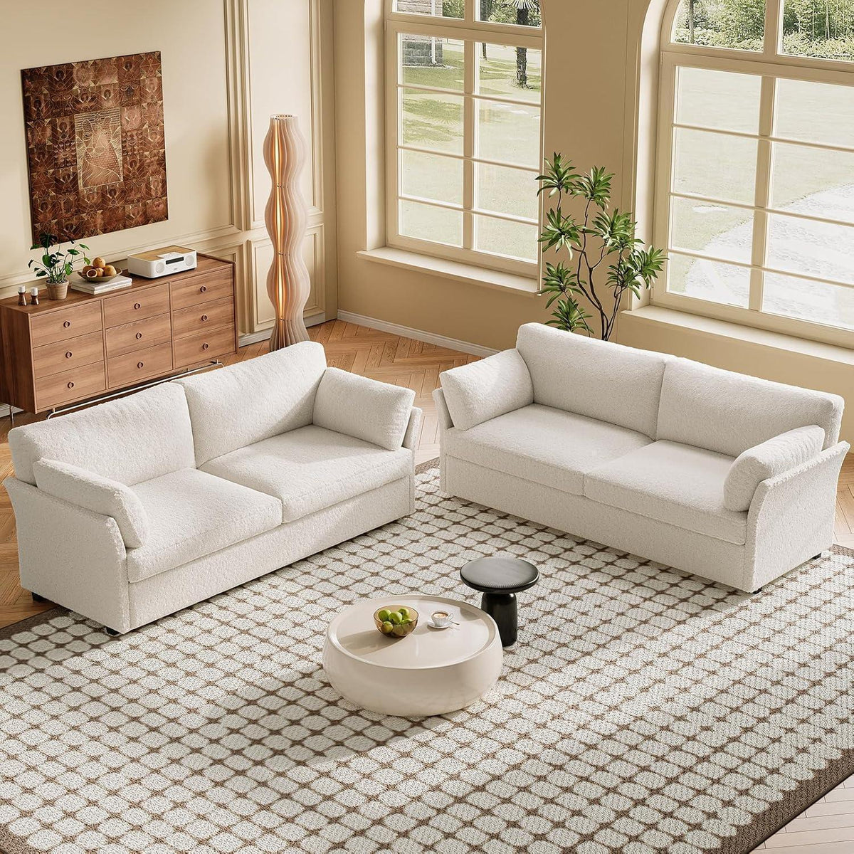 3-Sitzer Stoffsofa Beige – Bequemes Polstersofa für Wohnzimmer