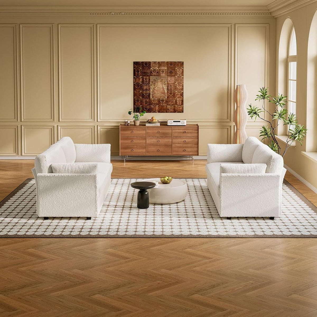3-Sitzer Stoffsofa Beige – Bequemes Polstersofa für Wohnzimmer