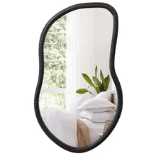 Asymmetrischer Wandspiegel Holzrahmen Schwarz – Moderner Badezimmer Spiegel
