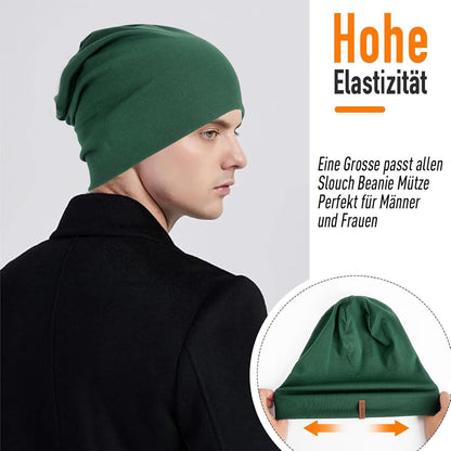 Baumwoll Beanie Mütze Damen Herren – Dunkelgrün, Atmungsaktiv & Vielseitig