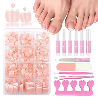 240er Set Französische Falsche Zehennägel Nude French