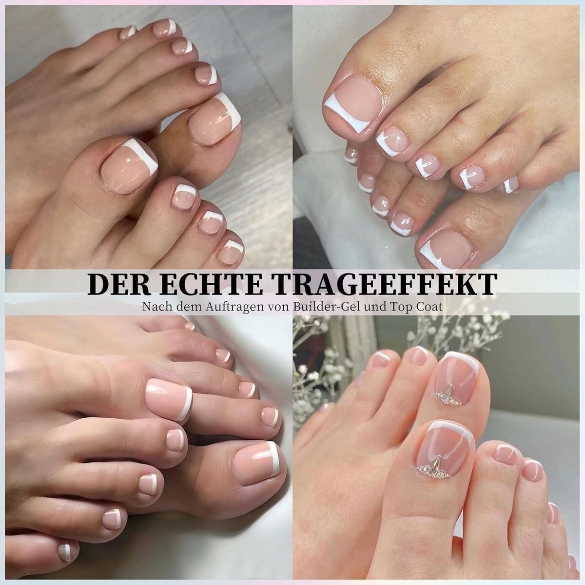 240er Set Französische Falsche Zehennägel Nude French