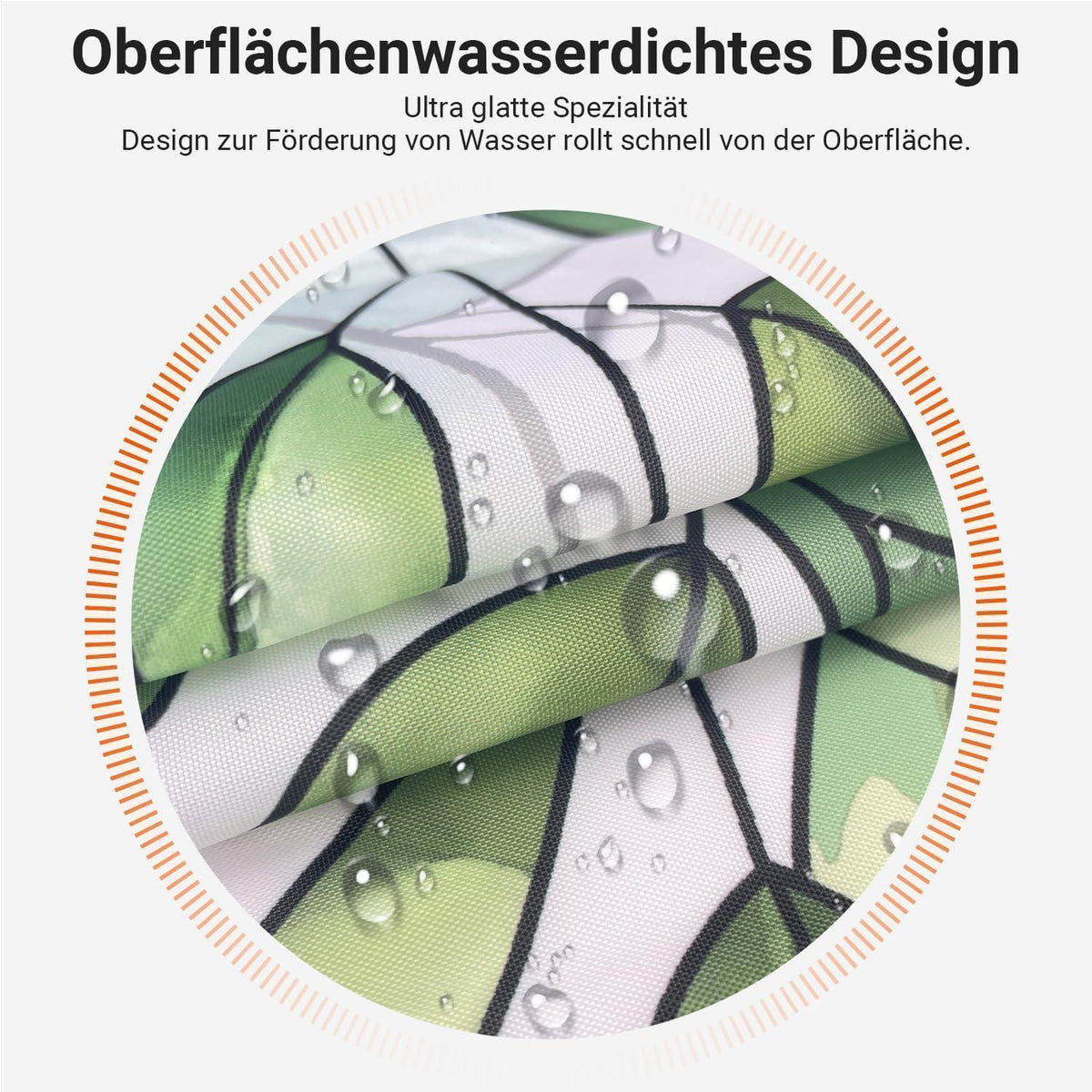 Grüner Duschvorhang 220x200cm mit Blättern | Antischimmel & Wasserabweisend