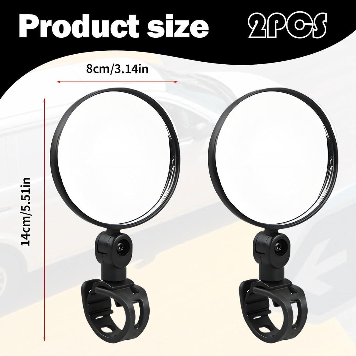 Fahrradspiegel 2er-Set, 360° drehbar, Universal für Lenker