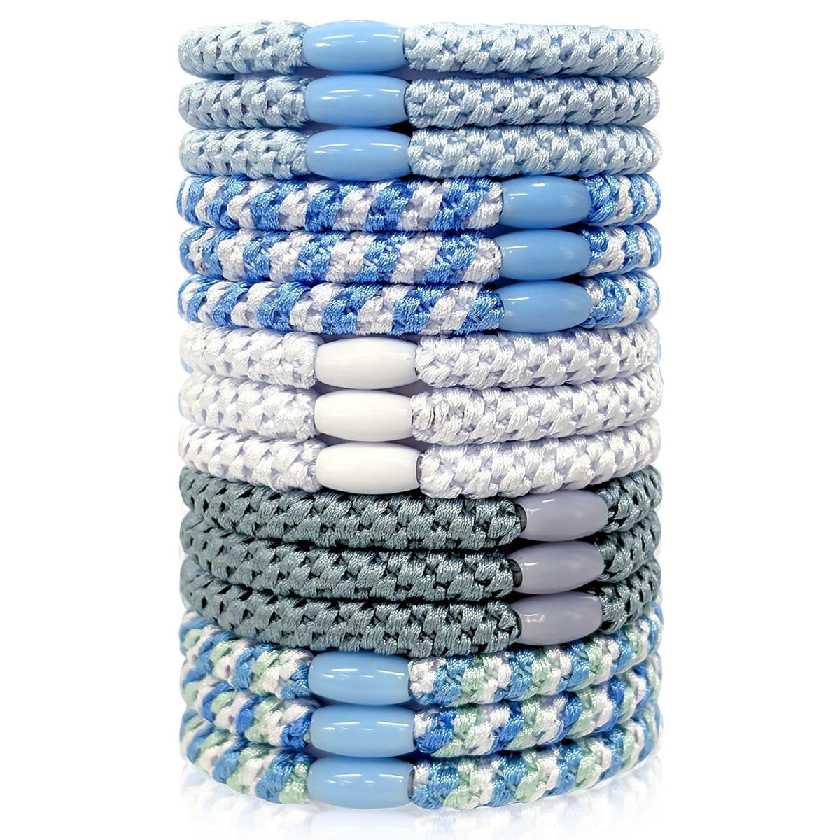 15 Blaue Haargummis Damen, Scrunchies, Geflochten, Haarschutz