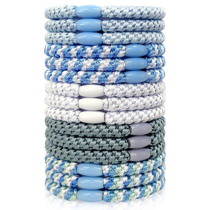 15 Blaue Haargummis Damen, Scrunchies, Geflochten, Haarschutz
