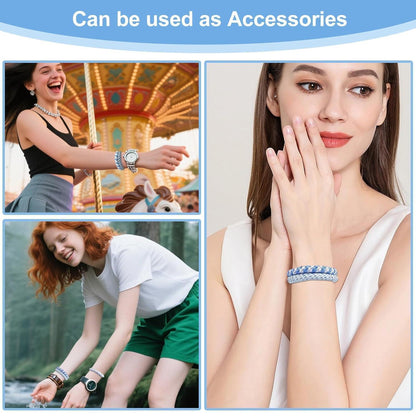 15 Blaue Haargummis Damen, Scrunchies, Geflochten, Haarschutz