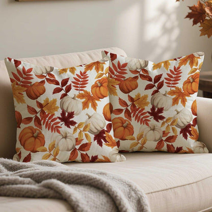 Herbst Kissenbezug 45x45 Kürbis & Blätter 2er Set