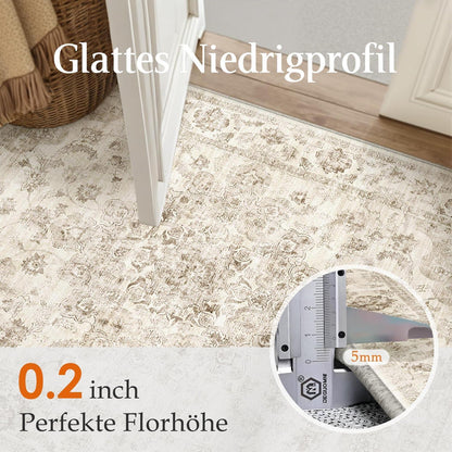 Vintage Teppich 300x400cm Beige – Waschbarer Wohnzimmerteppich