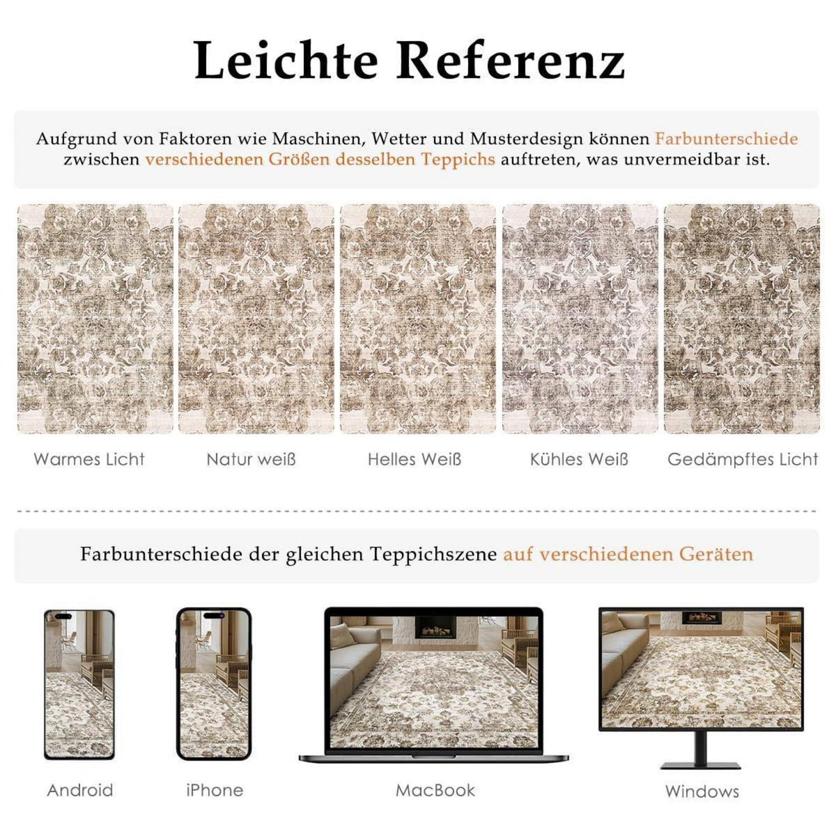 Vintage Teppich Braun 300x400cm – Waschbarer Wohnzimmerteppich