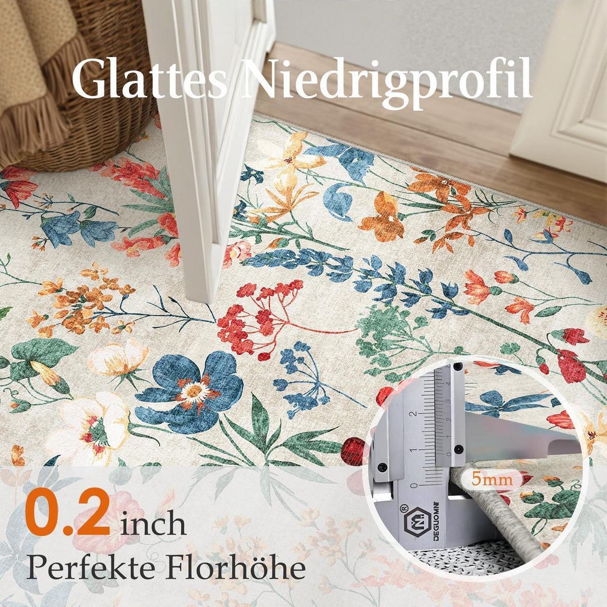 Läufer Flur Teppich 80x400cm Beige Waschbar – Rutschfest & Modern