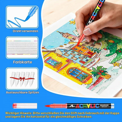 Acrylmarker Set 200 Farben – Pinselspitze für Stein, Holz & mehr