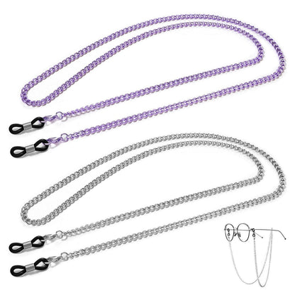 Brillenkette Damen 2er Set | Elegante Sonnenbrillen Kette Silber Violett