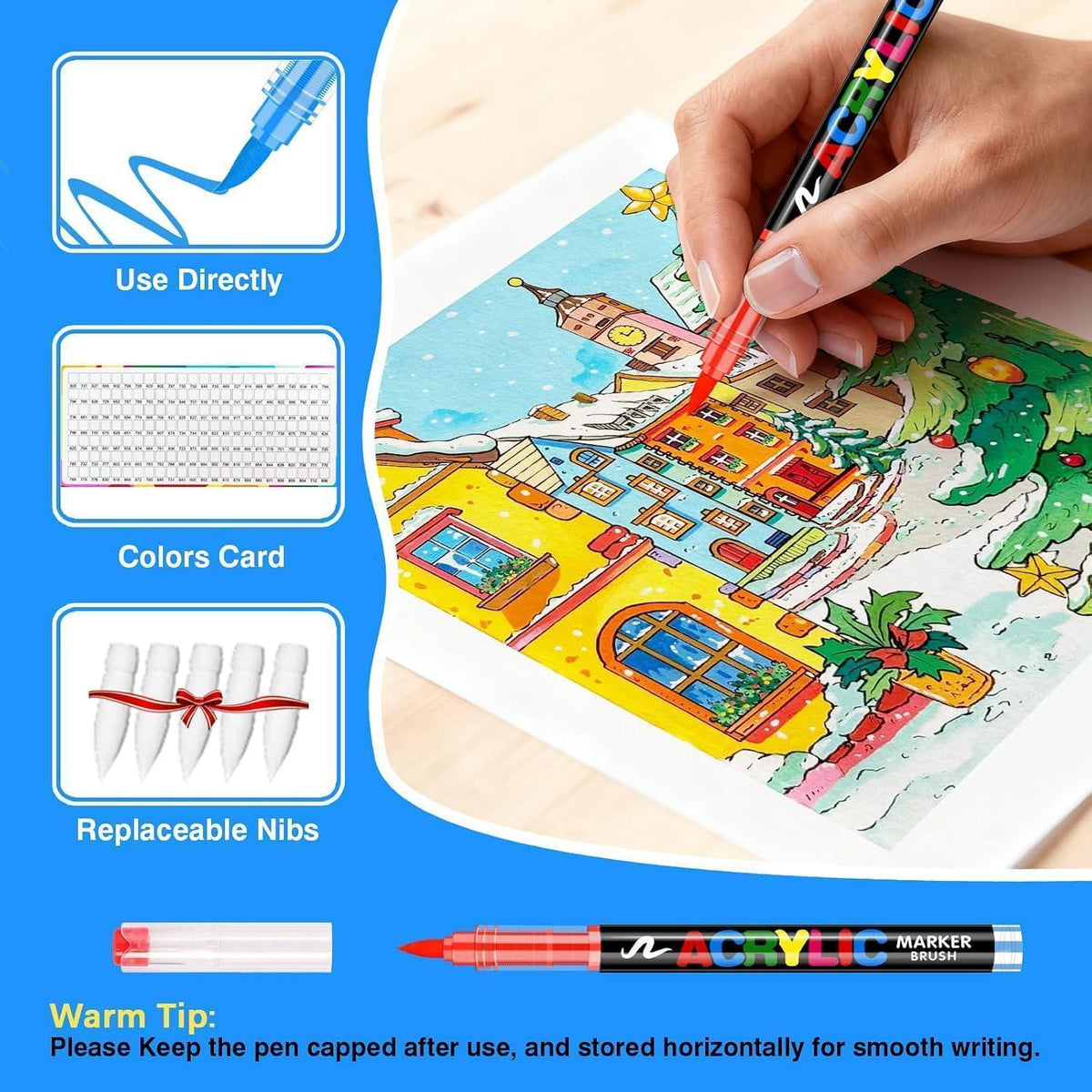 Acrylmarker Set 240 Farben – Pinselspitze, Wasserfest & Vielseitig