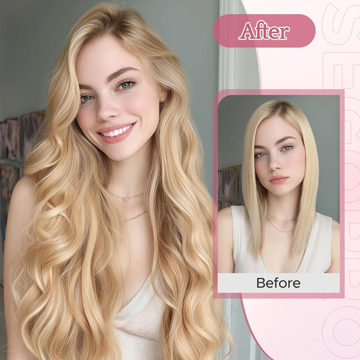 18 Zoll Clip-in Haarverlängerung Gerade #613 Bleichblond