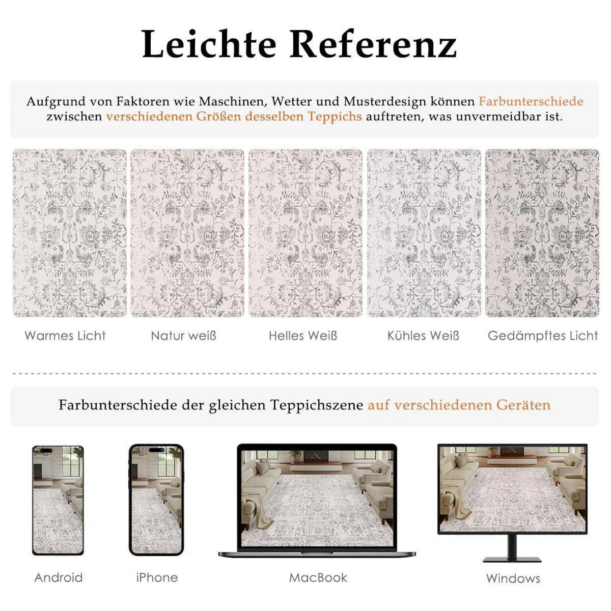 Vintage Grau Teppich 300x400cm Waschbar – Wohnzimmer Teppich