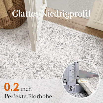 Vintage Grau Teppich 300x400cm Waschbar – Wohnzimmer Teppich