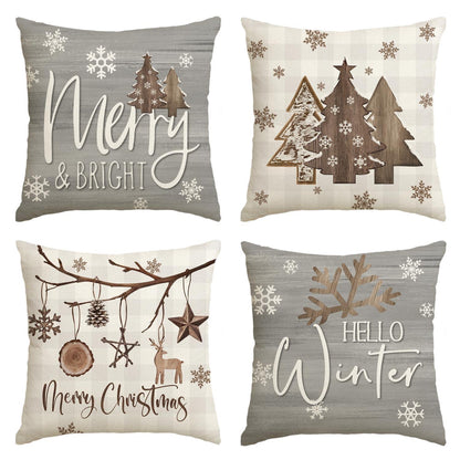 Weihnachtliche Kissenbezüge 4er Set, 40x40 cm, Grau