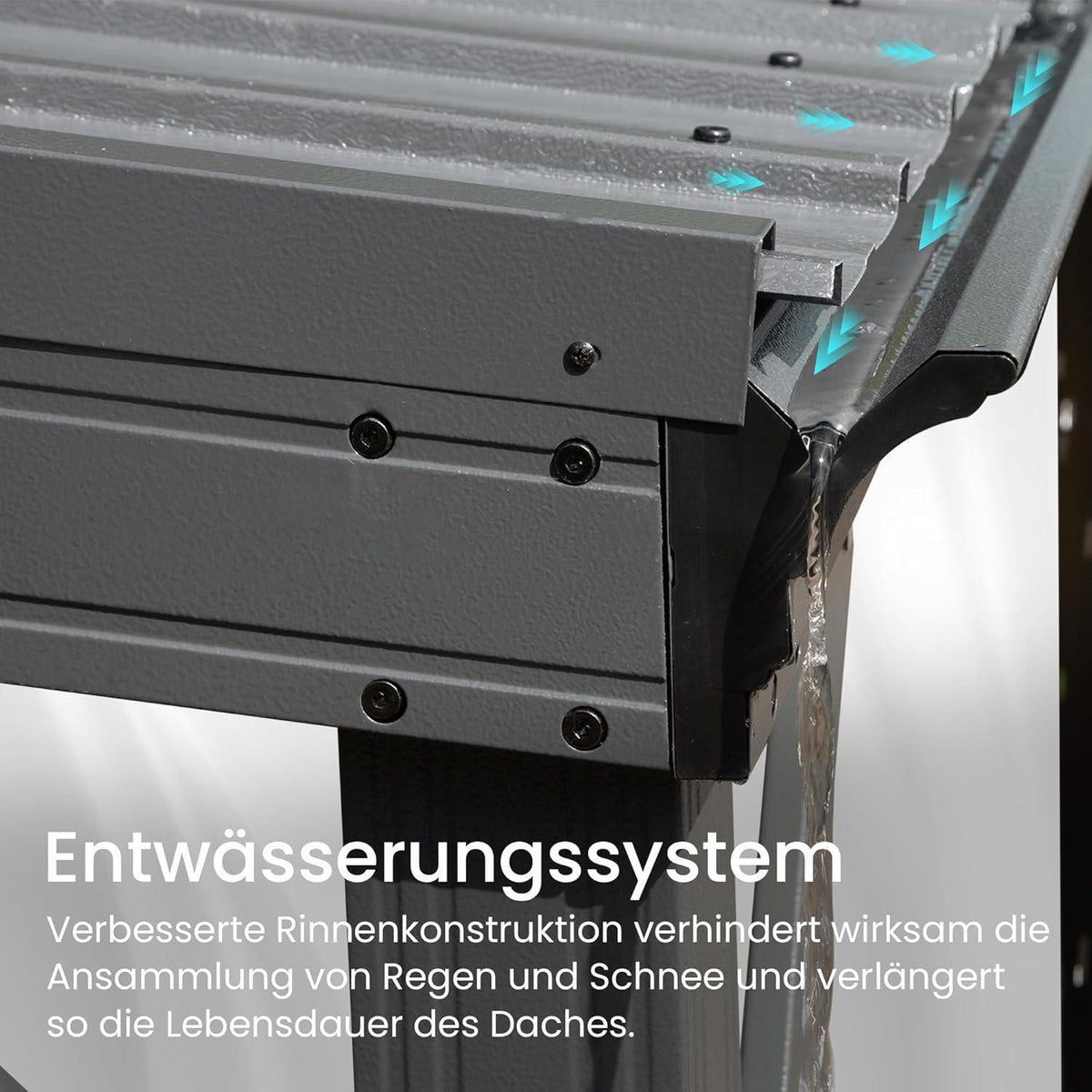 Wandpavillon 3x3m mit Entwässerung – Grau, Terrassenüberdachung