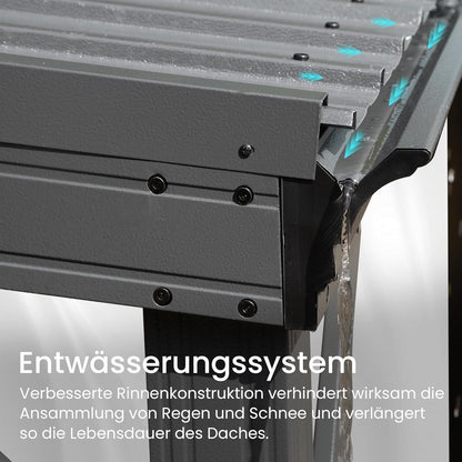Wandpavillon 3x3,6m – Terrassenüberdachung mit Entwässerung