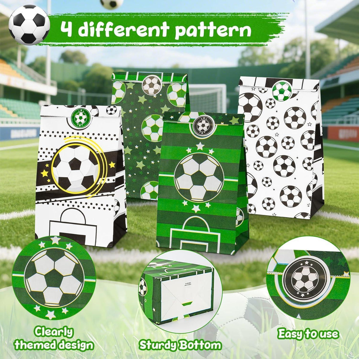Fußball Geschenktüten Set mit Aufklebern – 16 Stück