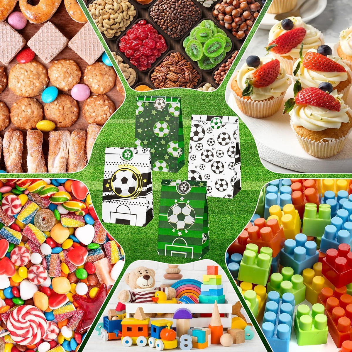 Fußball Geschenktüten Set mit Aufklebern – 16 Stück