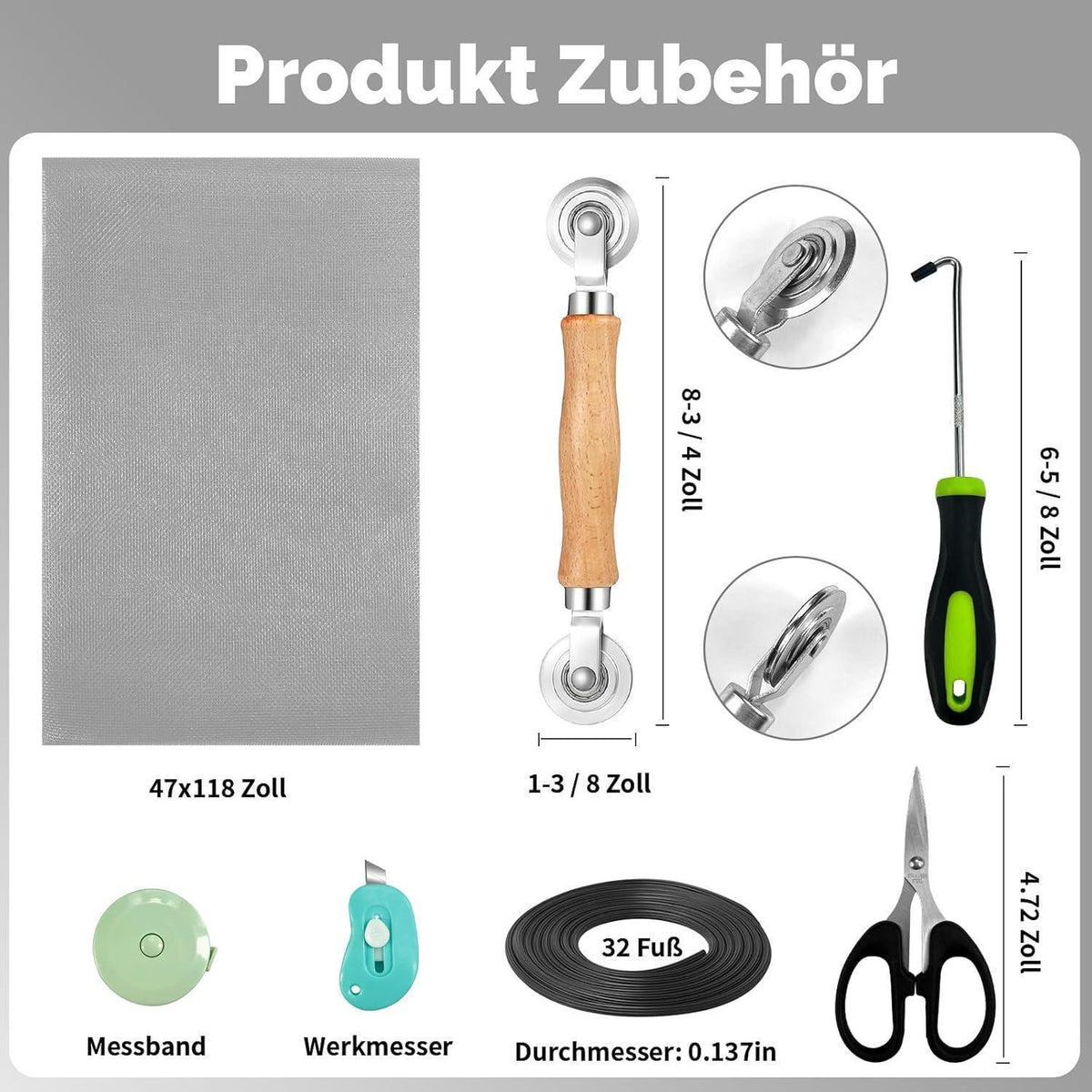 Fliegengitter Reparatur Set Fenster 300x120cm Grau