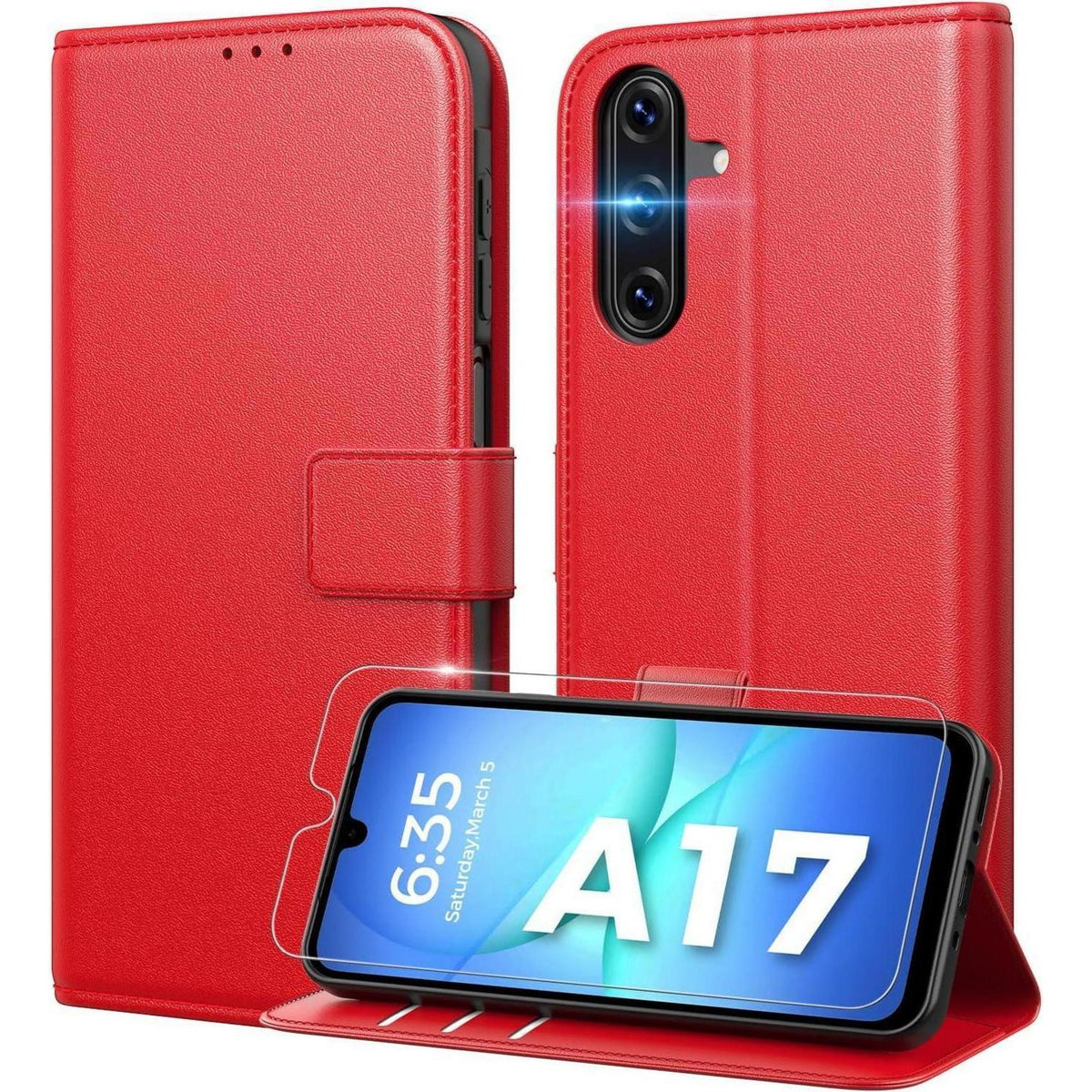 Samsung Galaxy A17 5G Hülle mit Panzerglas, Rot